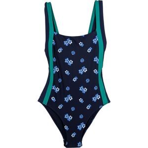 Aerie Swimsuit Scoop neck one piece Navy Blue Floral Green Stripe XS